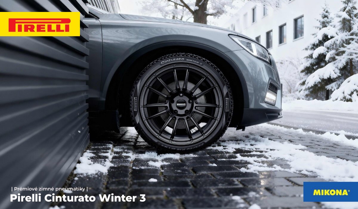Zimná pneumatika Pirelli Cinturato Winter 3 Pirelli Cinturato Winter 3 nasadená na aute – detail zimného dezénu pre jazde na snehu.
